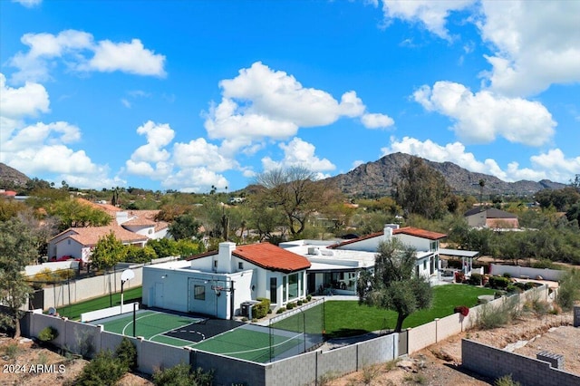 exterior space featuring a mountain view