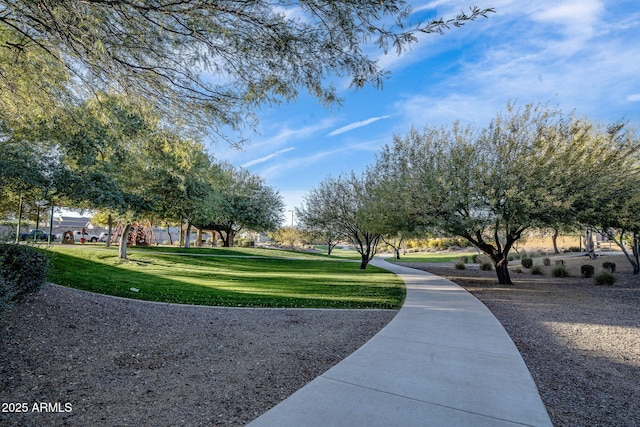 view of community with a lawn