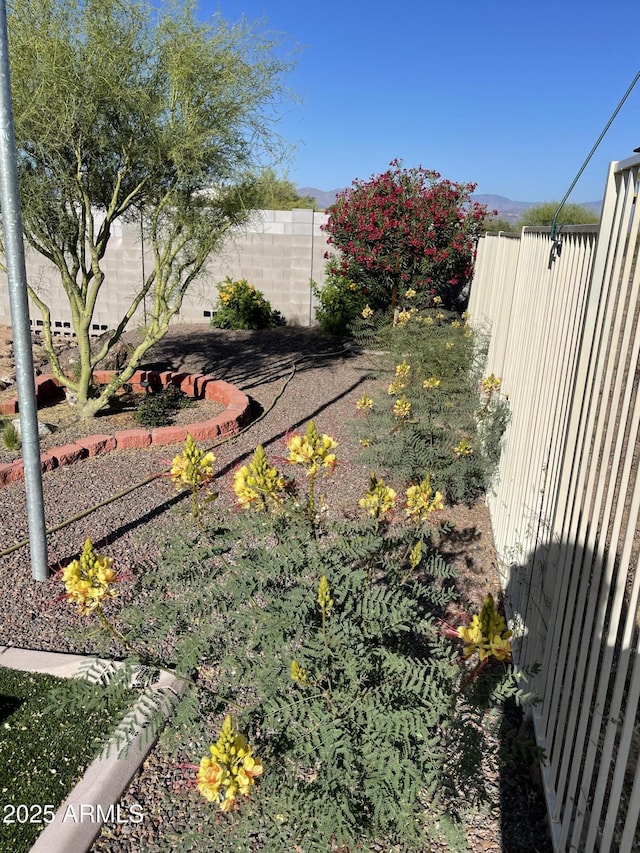 view of yard featuring a fenced backyard