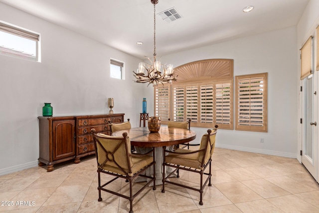8689 E Krail St, Scottsdale, AZ 85250 - dining room with a chandelier, recessed lighting, and light tile patterned floors