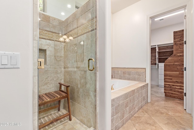 8689 E Krail St, Scottsdale, AZ 85250 - full bathroom featuring a shower stall, a bath, and tile patterned floors