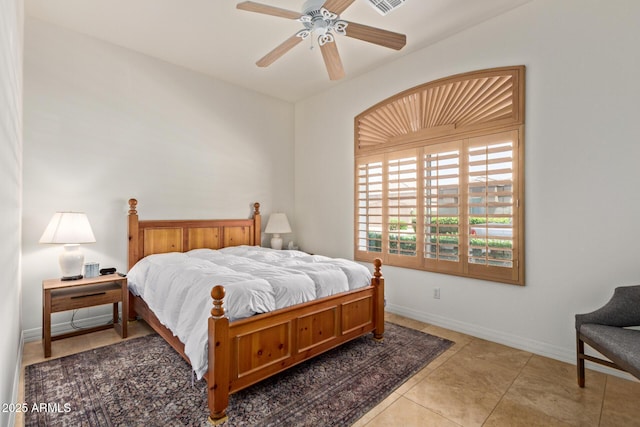 8689 E Krail St, Scottsdale, AZ 85250 - tiled bedroom featuring baseboards and a ceiling fan