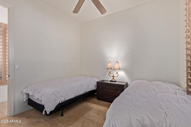 8689 E Krail St, Scottsdale, AZ 85250 - tiled bedroom with lofted ceiling and ceiling fan