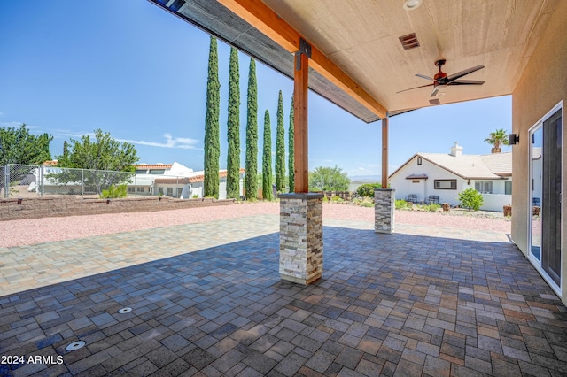 view of patio / terrace featuring ceiling fan