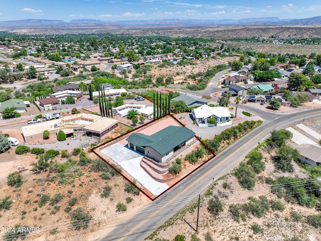 drone / aerial view with a mountain view