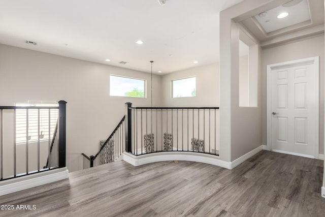 5407 S Tatum Ln, Gilbert, AZ 85298 - corridor featuring an upstairs landing, wood finished floors, baseboards, and recessed lighting