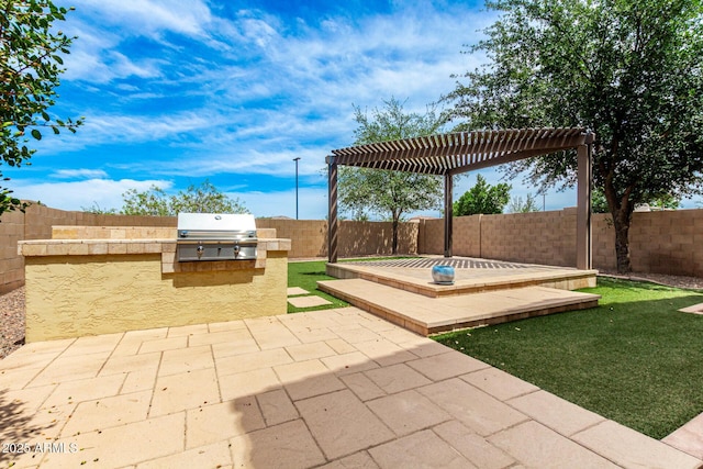 5407 S Tatum Ln, Gilbert, AZ 85298 - fenced backyard featuring a pergola, a deck, and a patio area