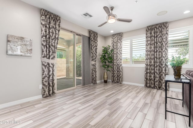 5407 S Tatum Ln, Gilbert, AZ 85298 - unfurnished room featuring ceiling fan, wood finished floors, baseboards, and recessed lighting