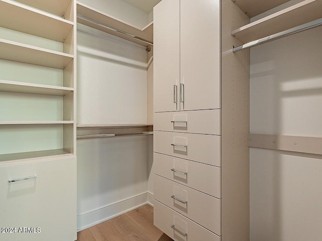 spacious closet featuring light hardwood / wood-style flooring