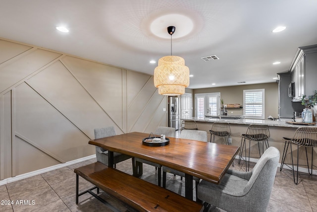 view of tiled dining room