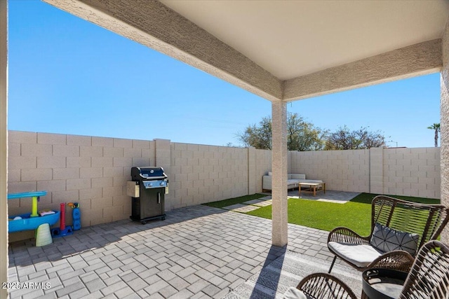 view of patio featuring area for grilling