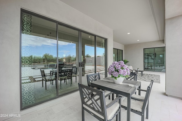 interior space with outdoor dining area