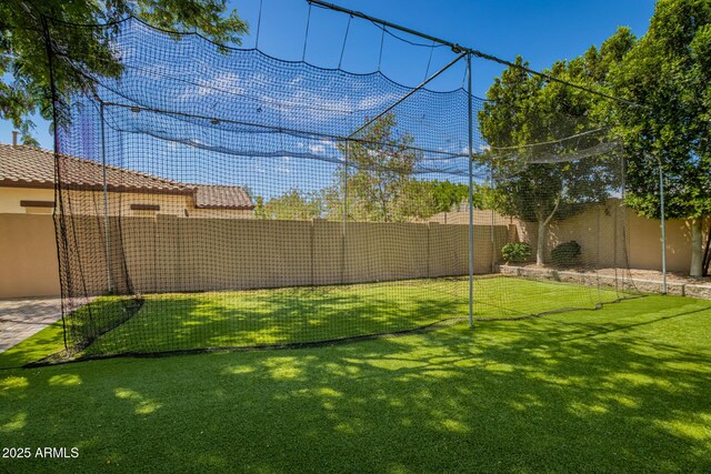 view of yard with a fenced backyard