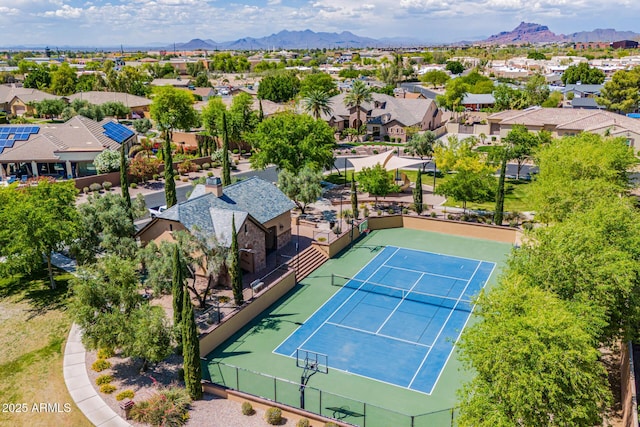 birds eye view of property featuring a residential view and a mountain view