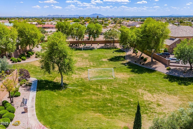 aerial view with a residential view and a mountain view