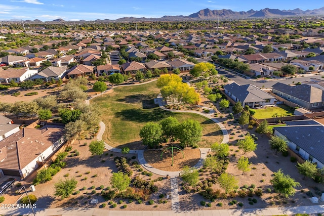 bird's eye view with a mountain view and a residential view