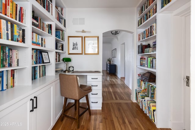 office space featuring dark hardwood / wood-style floors