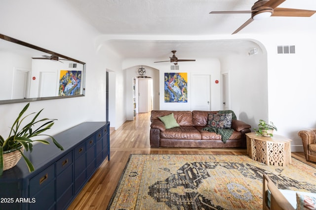 living room with hardwood / wood-style flooring