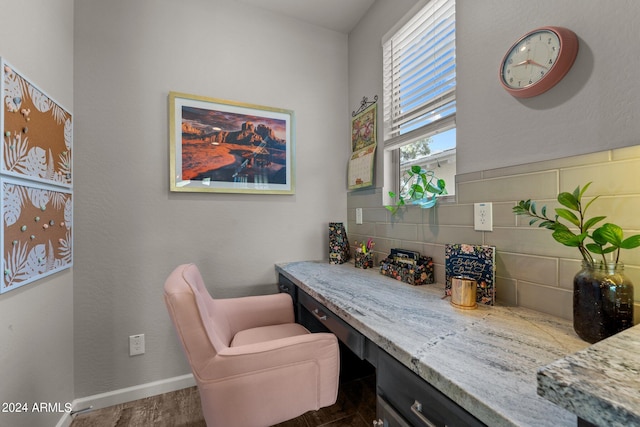 home office featuring dark wood-type flooring