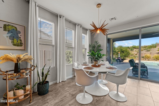 view of tiled dining area