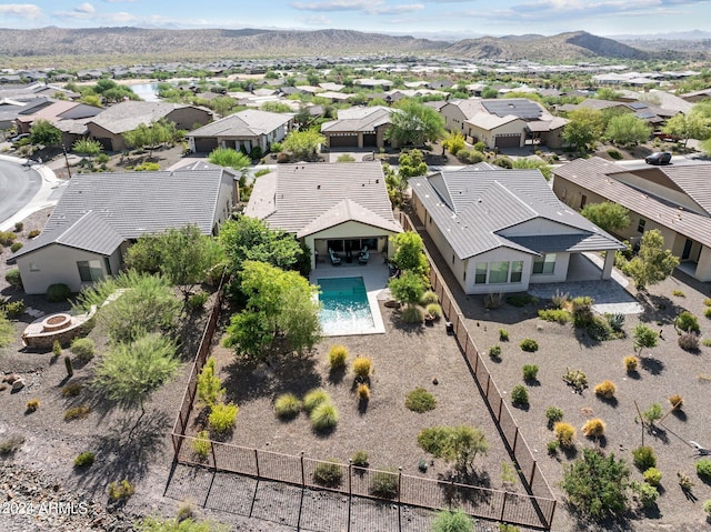 bird's eye view with a mountain view