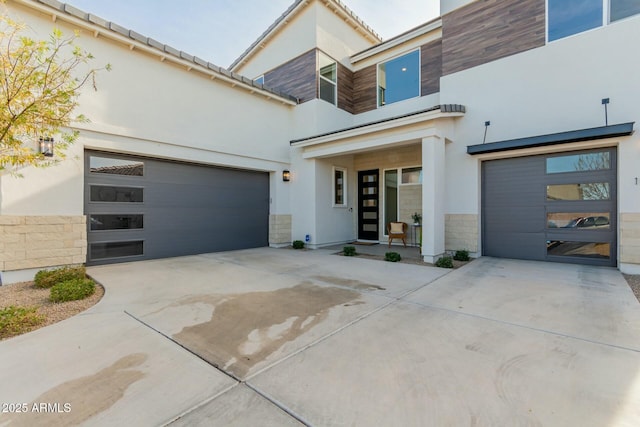 view of front of home with a garage