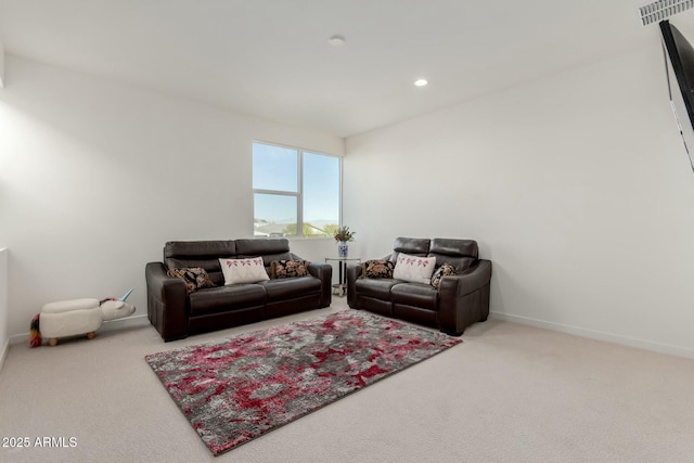 living room featuring carpet