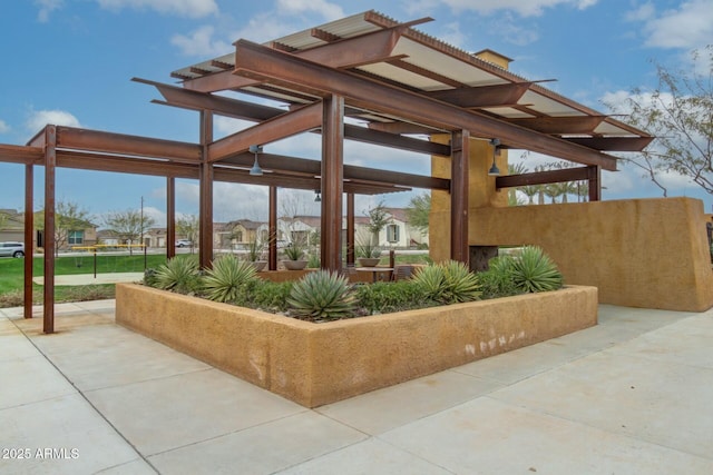 view of patio / terrace featuring a pergola