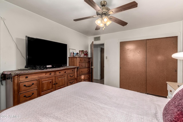 3617 W Luke Ave, Phoenix, AZ 85019 - bedroom with visible vents, ceiling fan, and a closet
