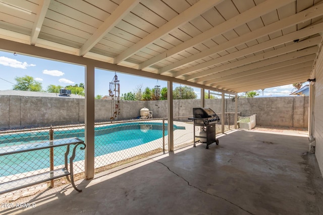 3617 W Luke Ave, Phoenix, AZ 85019 - view of pool with grilling area, a patio, a fenced in pool, and a fenced backyard