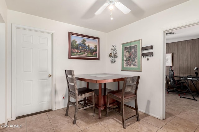 3617 W Luke Ave, Phoenix, AZ 85019 - dining room with visible vents, a ceiling fan, baseboards, and light tile patterned flooring