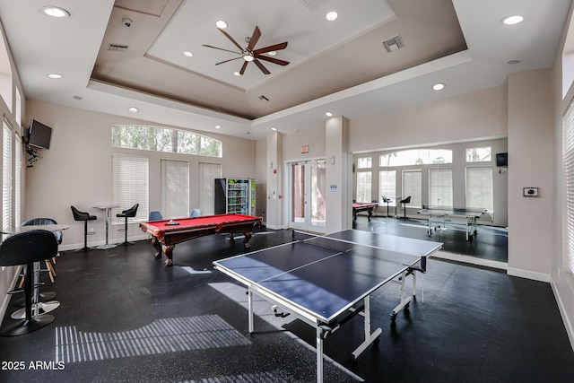 5401 E Van Buren St Unit 2095, Phoenix, AZ 85008 - game room with a tray ceiling, visible vents, and baseboards