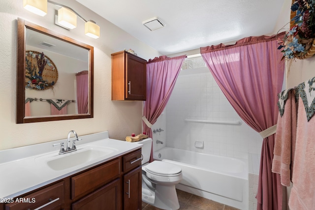 4002 N San Gabriel Cir, Mesa, AZ 85215 - bathroom with vanity, shower / bathtub combination with curtain, and tile patterned floors