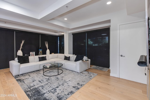 living room featuring light wood-type flooring