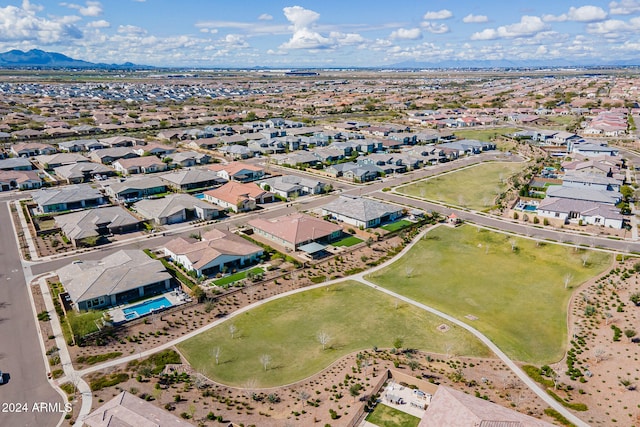 bird's eye view with a mountain view