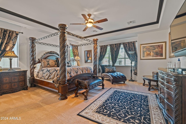 bedroom with carpet flooring and ceiling fan