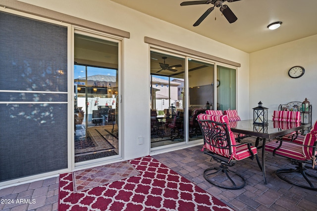 view of patio with ceiling fan