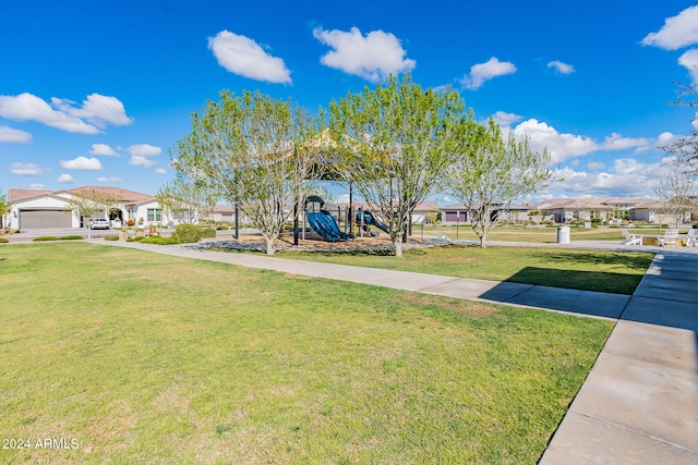 view of yard featuring a playground