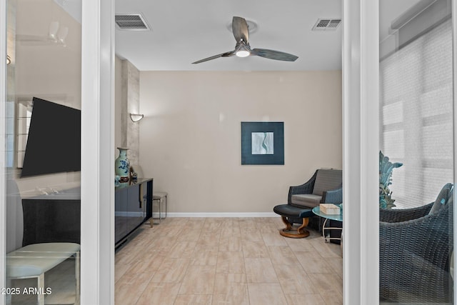 4093 Miners Gulch Way, Wickenburg, AZ 85390 - sitting room featuring baseboards, visible vents, and a ceiling fan
