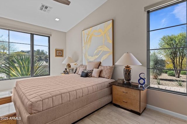 4093 Miners Gulch Way, Wickenburg, AZ 85390 - bedroom with baseboards, visible vents, and vaulted ceiling