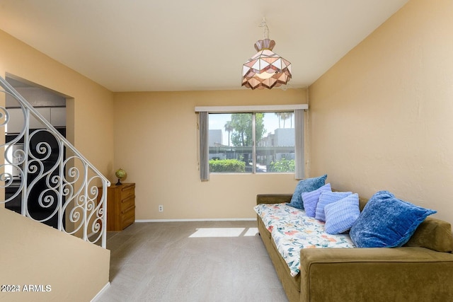 living area with carpet floors