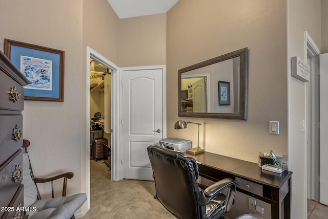 office with light tile patterned floors