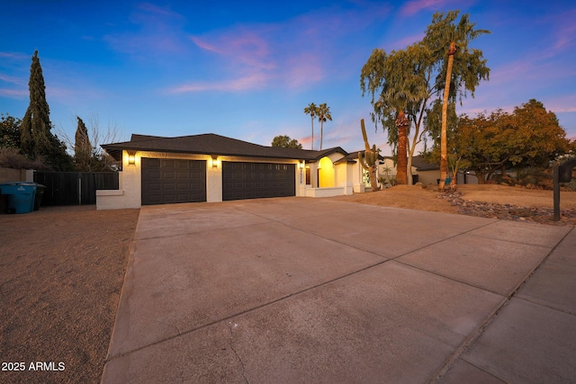 view of front of house with a garage