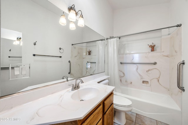 128 N French Dr, Prescott, AZ 86303 - full bathroom with toilet, shower / tub combo, vanity, and tile patterned flooring