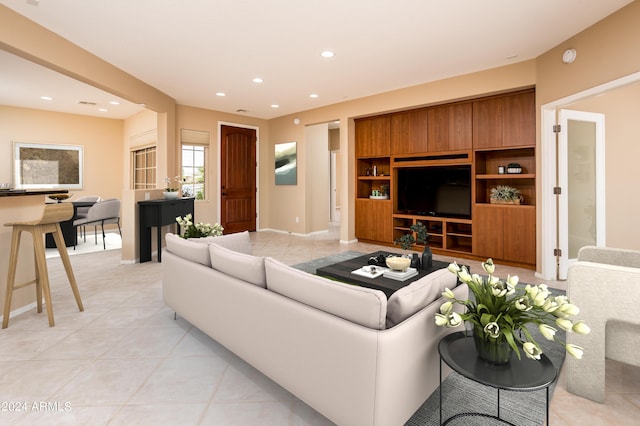 view of tiled living room