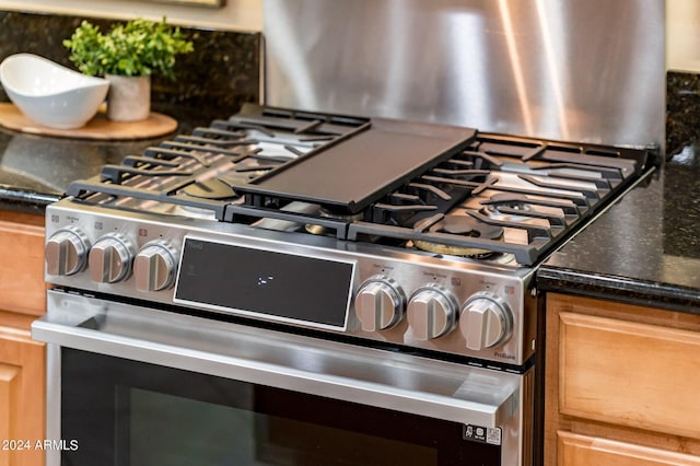 room details featuring stainless steel gas range oven