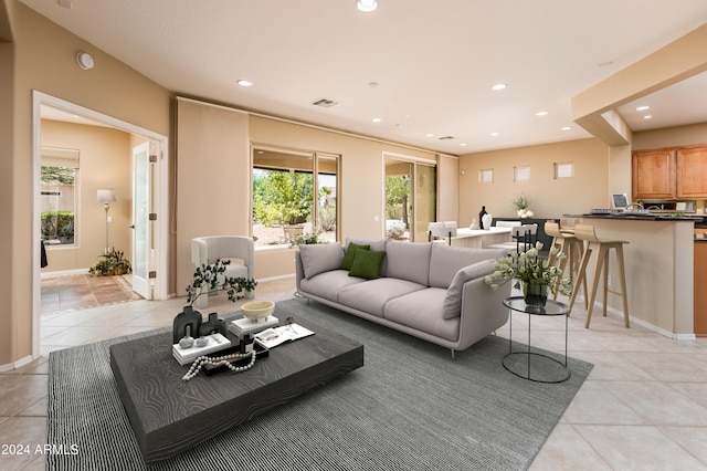 view of tiled living room