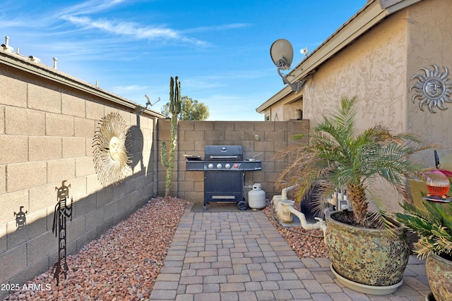 view of patio with area for grilling