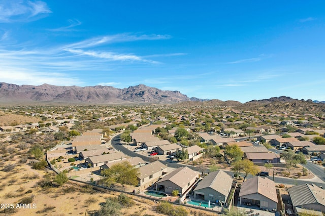 drone / aerial view with a mountain view