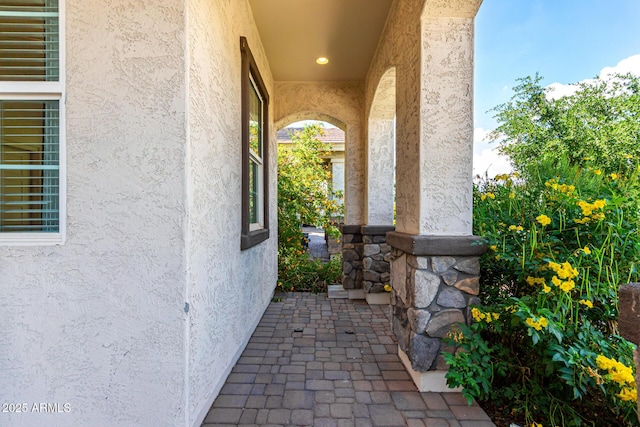 2716 S Chatsworth, Mesa, AZ 85209 - view of exterior entry featuring stucco siding and covered porch